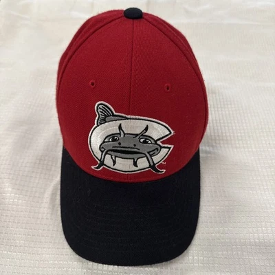 Carolina Mud Cats Black & Red Zephyr Fitted Baseball Cap Hat Size 7 1/4 - Image 1 of 4