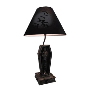 Zeckos Dark Dawning Vampire in the Coffin Black Table Lamp and Fabric Shade - Picture 1 of 4