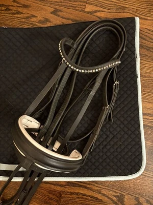 Otto Schumacher Dressage Bridle W Pale Blue Bling Wave & Pad - Image 1 of 4