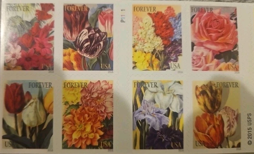 Stamps US Forever Scott #5051c Botanical Art Flowers Full Booklet of 20 2015 - Image 1 of 1
