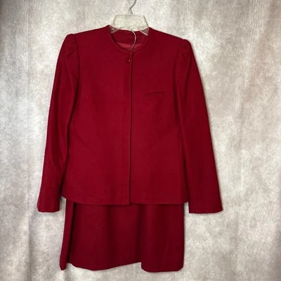 De Colección Años 90 Sasson Mezcla de Lana 2 Piezas Traje de Negocios Falda Para Mujer Talla 10 Arándano Foto 1 de 4