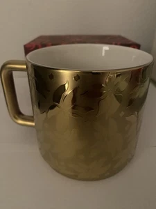 Taza Starbucks Oro Poinsettia 2025 Edición Limitada Con Caja NUEVA - Imagen 1 de 5