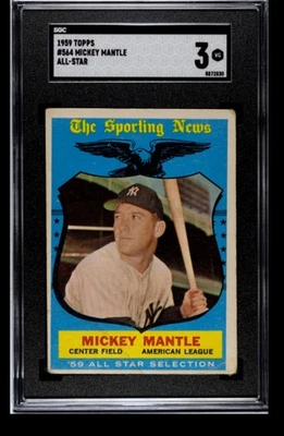 1959 Topps Mickey Mantle #564 All Star SGC 3 (¡Color Pop!💥) Foto 1 de 2