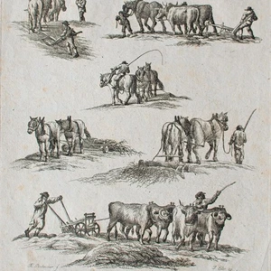 Killian Ponheimer Ochsen Bauern Pflug Radierung Joseph Eder Wien 19 Jhd - Picture 1 of 4