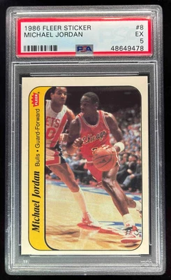 1986-87 Fleer Stickers #8 Michael Jordan RC PSA 5 - Image 1 of 2