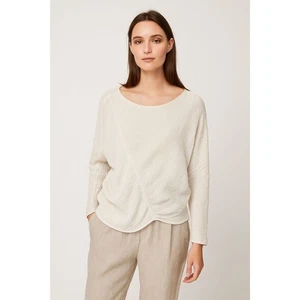 Raquel Allegra White Slubed Cotton Size 1 Women’s Oversized Boho Pullover Top - Picture 1 of 8