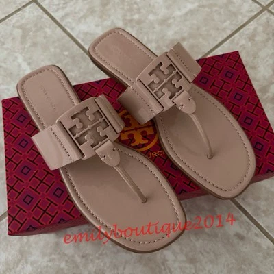 NUEVO EN CAJA Sandalias Tory Burch Georgia Talla 9 Goan Sand charol suave cuero oveja $228 Foto 1 de 4