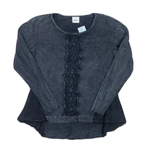 Top gótico lavado negro hebilla Daytrip detalle ganchillo manga larga boho talla XS nuevo - Imagen 1 de 4