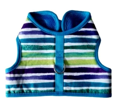 Blue, Green, Purple, & White Stripes Puppy/Dog Harness, Large - Image 1 of 3