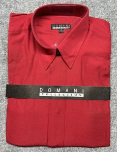 Vintage Domani Collection Dress Shirt Mens M 15-15.5 Red Long Sleeve NOS New - Picture 1 of 5