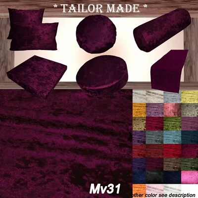 Mv31 Wi-Red Crush Velvet Sofa Seat Patio Bench Box Cushion Bolster Cover/Runner - Image 1 of 4