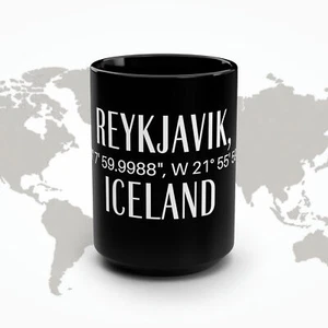 Reykjavik Islandbecher Kaffee Latte isländisches Souvenir 15oz glänzend modern NEU - Bild 1 von 5