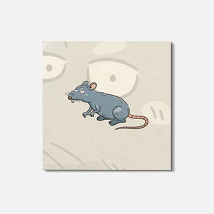 Ratte Tier 4" x 4" Quadratische Holzuntersetzer - Bild 1 von 3
