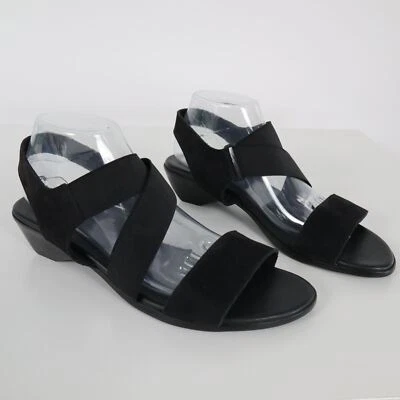 Sandalias Arche para mujer 11 41 negras gamuza bandas elásticas tacón bajo Foto 1 de 4