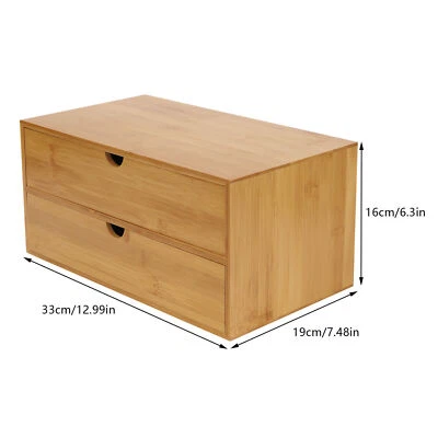 Bamboo Desk Organizer Drawers Tabletop Storage Box for Office Table Organization - Image 1 of 4