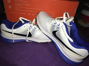 Nike Lunarlon Flywire White & Blue Golf Shoes Size 7.5W - Picture 1 of 4