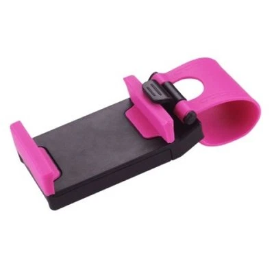 Universal Rosa CAR MOUNT FUNDA CLIP EN VOLANTE TELÉFONO CELULAR SOPORTE GPS Foto 1 de 3