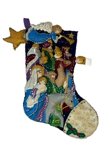 Bucilla Felt Christmas Stocking Sequin Beaded The Procession 86055 Finished Rare - Picture 1 of 7