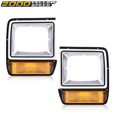 Headlight Headlamp Bezel Set w/ Corner Parking Light Fit For 86-90 Dodge Pickup - Image 1 of 4