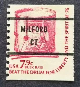 US 1976 Scott # 1615a Americana Music 7.9c precancel MILFORD CT Coil Stamp 1615 - Picture 1 of 1