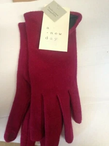 Women's Wool Gloves - A New Day Burgundy One Size - Picture 1 of 3