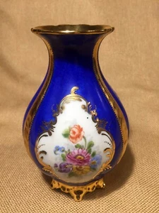 Vintage Mid Century Hackefors Vase - Kobaltblau, Weiß und Gold - Bild 1 von 4