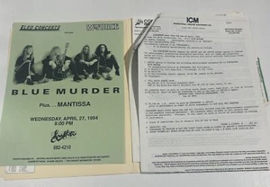 Contrato de concierto Blue Murder 1994 Pittsburgh PA - Imagen 1 de 1