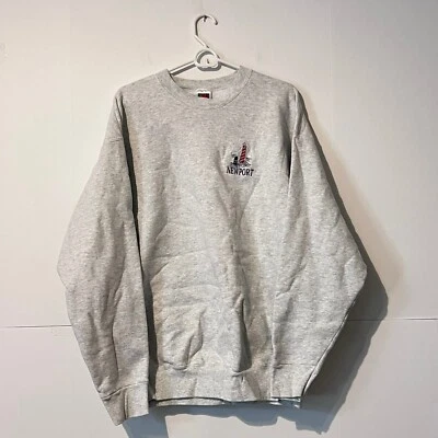 Vintage Fruit Of The Loom Mens Sweater Size 2XL Light Grey 90s 00S Newport, RI - Image 1 of 4