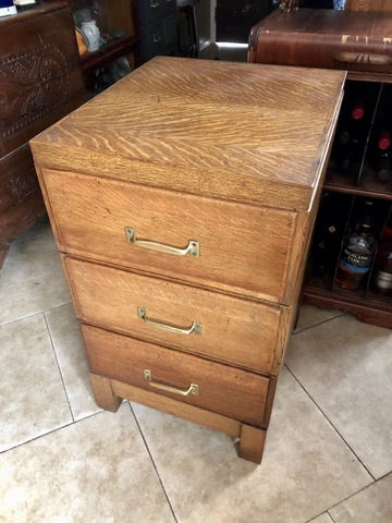 Antique 5 Section 3 Drawer Quartersawn Oak Unusual File Chest, Cabinet Cover