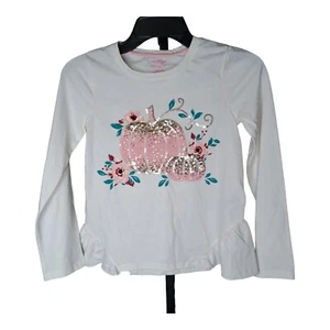 Isaac Mizrahi NY Long Sleeve Top 10/12 Girls Pumpkin Sequins Fall Floral NWT - Picture 1 of 6