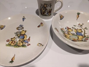 Staffordshire James Kent Old Foley Baby Bear Child's Bowl Plate Cup England - Picture 1 of 6