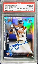 2016 Bowman Chrome Rookie Recollections Autographs /75 Jeff Bagwell Auto PSA 9