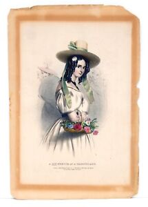 Hand Colored Lithograph W. Spooner Sly Sketch at Masquerade London 19th century