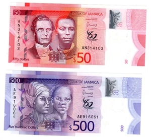 LOT SET SERIE 2 JAMAICA Jamaique 50 500 Dollars 2023 POLYMER NEUF UNC - Picture 1 of 2