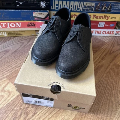 Nueva Caja Dr. Doc Martens Melodía Brillo Negro Oxford Zapatos con Cordones Mujer Talla 9 Foto 1 de 4
