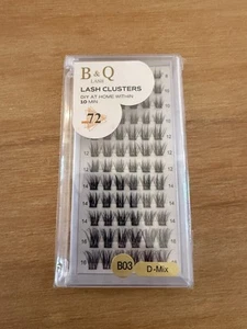 B&Q Lash Clusters B03 D Curl Mix 8mm-16mm DIY Eyelash Extensions (72 pcs) - Picture 1 of 2