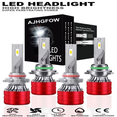 6k 4Pcs 9005 9006 LED Headlight High+Low Beam White For Eagle Premier 1991 1992 - Image 1 of 4