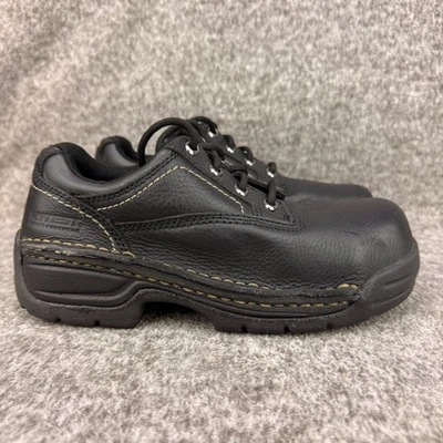 ✅Zapatos de trabajo Hytest Opanka Oxford SR/EH/OR de cuero negro para mujer con 6 punteras de seguridad Foto 1 de 4