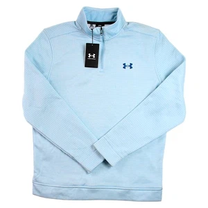 Under Armour Fleece 1/4 Zip Sweater Mens M Blue Pullover Golf UA Storm $75 NEW - Picture 1 of 12