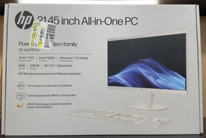 HP 21.45” All-in-One Desktop Intel N200 8GB 128 SSD 22-dg0023w Windows 11 S Mode - Picture 1 of 22