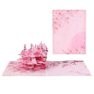 Tarjeta de felicitación Pop Up 3D Sakura COULEE 2 piezas, para cumpleaños, vacaciones - Imagen 1 de 4