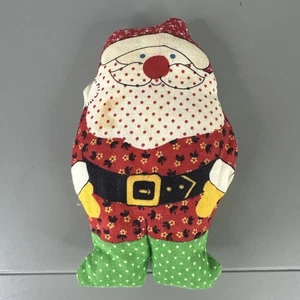 Adorno de Papá Noel relleno de tela navideña vintage de los años 70 hecho a mano - Imagen 1 de 2