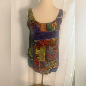 Vintage 90s Granite Abstract Art Print Tank Top Rayon Medium Made in USA - Bild 1 von 8