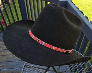 Cowboy Hat Silver Spur B bar H 100% Wool Felt  Black Size 7  Made In USA~Western - Picture 1 of 12