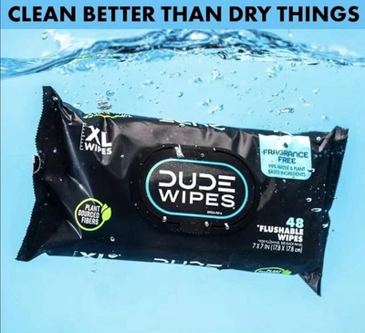 Dude Wipes Flushable XL 48ct New Free Shipping - Image 1 of 3