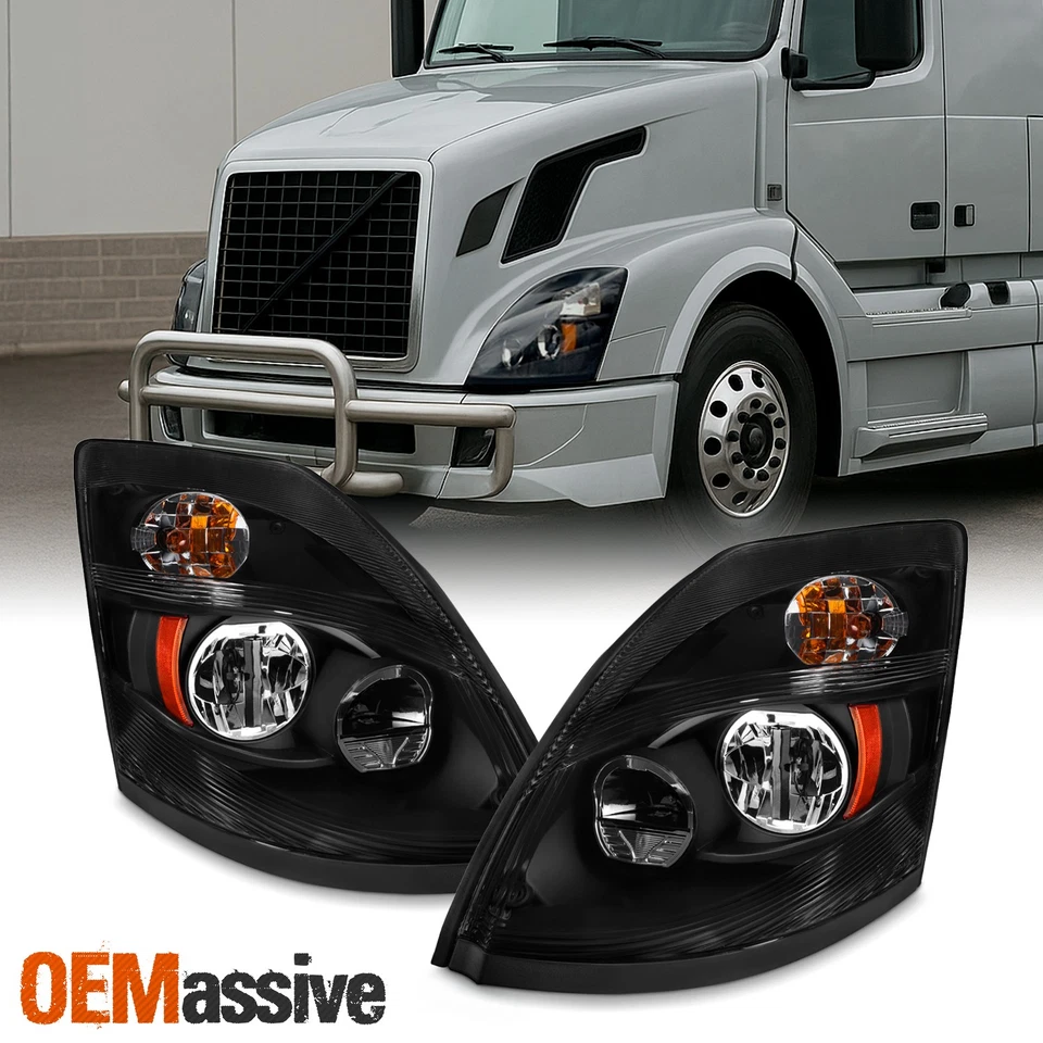 Faros LED de carcasa negra para camión Volvo VNL recto/tractor 04-17 Foto 1 de 4