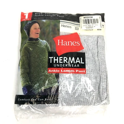 Ropa interior térmica gris vintage Hanes para niños pantalones hasta el tobillo talla mediana (10/12) Foto 1 de 4