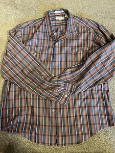 Vintage Yves Saint Laurent Men’s Size XL Striped Button Down Dress Shirt YSL Red - Picture 1 of 5