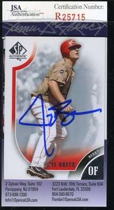 Jay Bruce 2009 Upper Deck Sp Jsa Coa Hand Signed Authentic Autographed Reds
