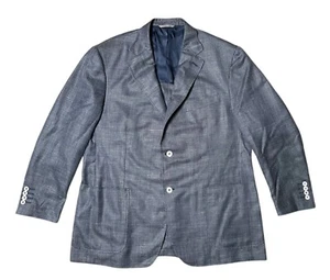 $1750 Canali Kei Jacket 46 R (58 EU) Men's Blue Patterned Wool Blazer Sport Coat - Picture 1 of 12